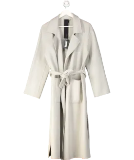 Oakwood Grey Blended Wool Coat With Tie Belt UK L