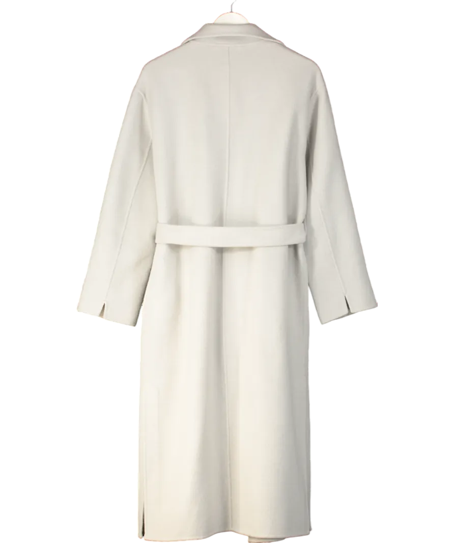 Oakwood Grey Blended Wool Coat With Tie Belt UK L