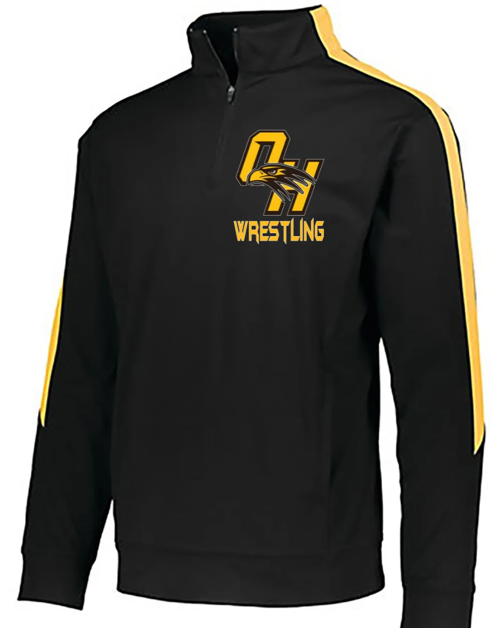 Ogemaw Falcon Wrestling Grapplers Black & Gold 1/4 Zip Adult Pullover Full Zip Youth