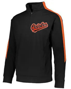 Ogemaw Orioles Baseball Logo Black & Orange 1/4 Zip Adult Pullover Full Zip Youth