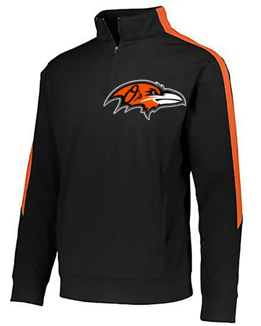 Ogemaw Orioles Baseball Logo Black & Orange 1/4 Zip Adult Pullover Full Zip Youth