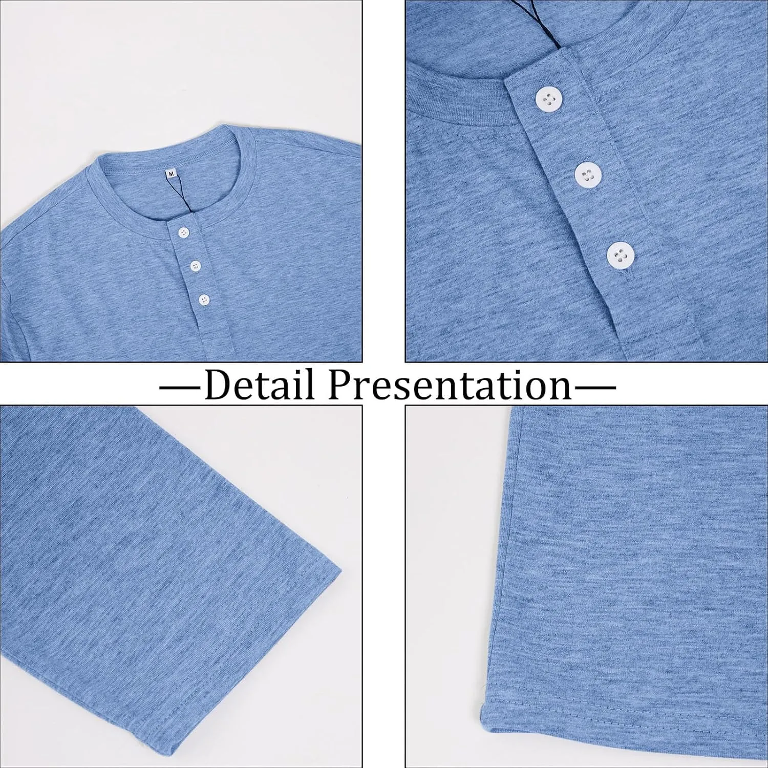 Opomelo Men's Henley Shirts Long Sleeve Casual Lightweight Pullover Shirts Fashion Slim Fit Button T-Shirts