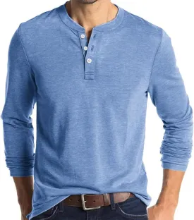 Opomelo Men's Henley Shirts Long Sleeve Casual Lightweight Pullover Shirts Fashion Slim Fit Button T-Shirts
