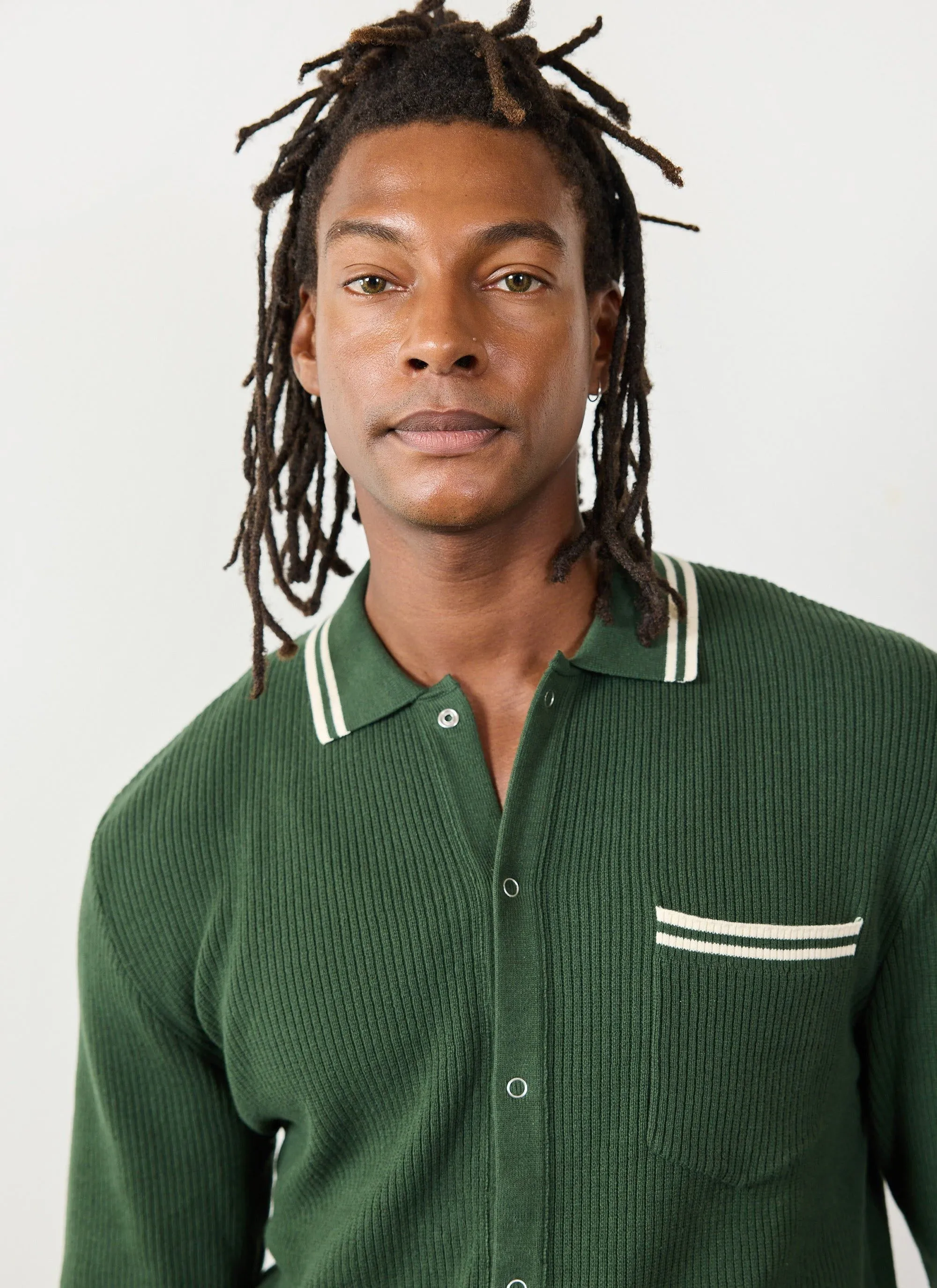 Pablo Cotton Knitted Shirt | Long Sleeve | Forest