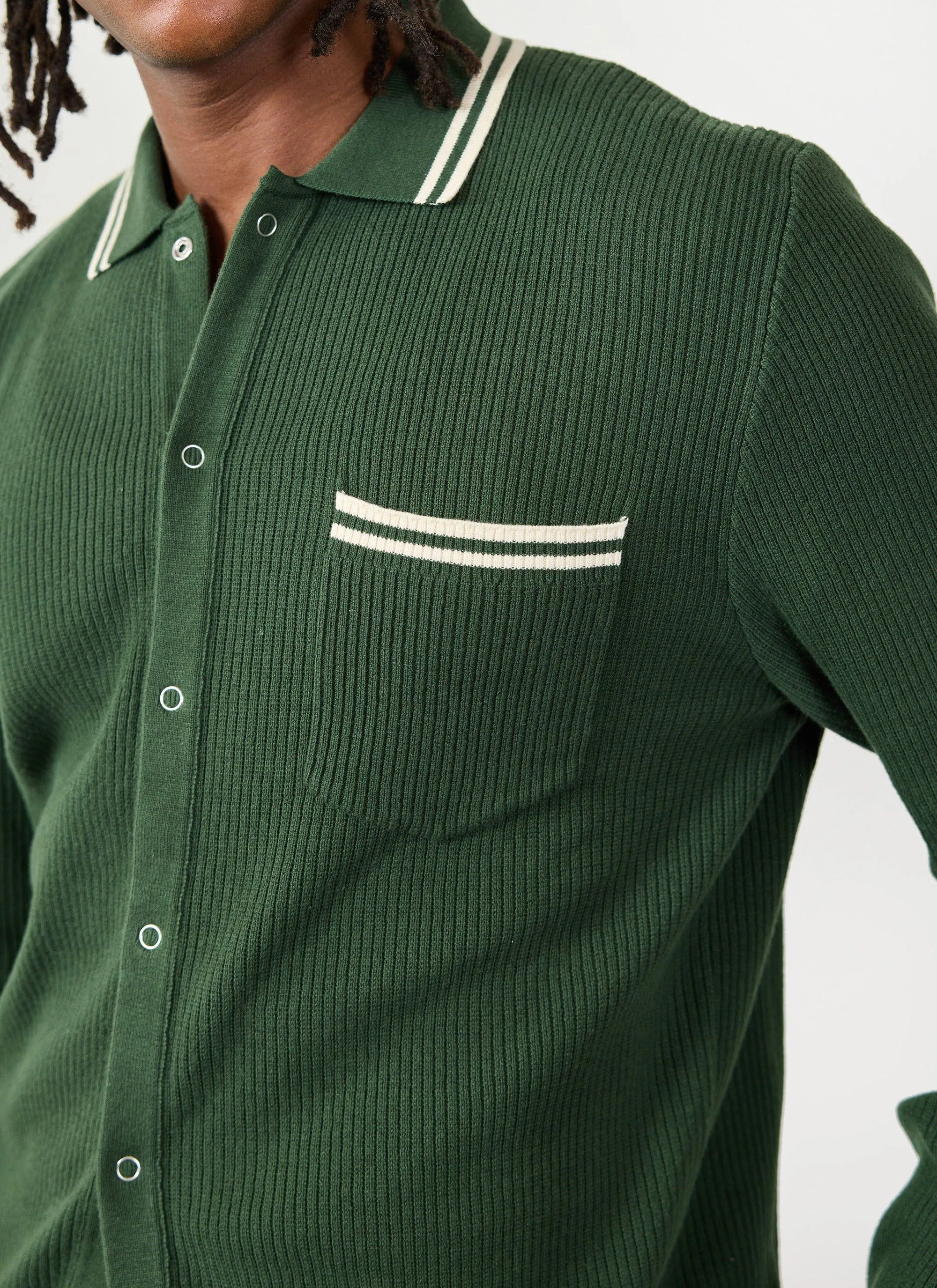 Pablo Cotton Knitted Shirt | Long Sleeve | Forest