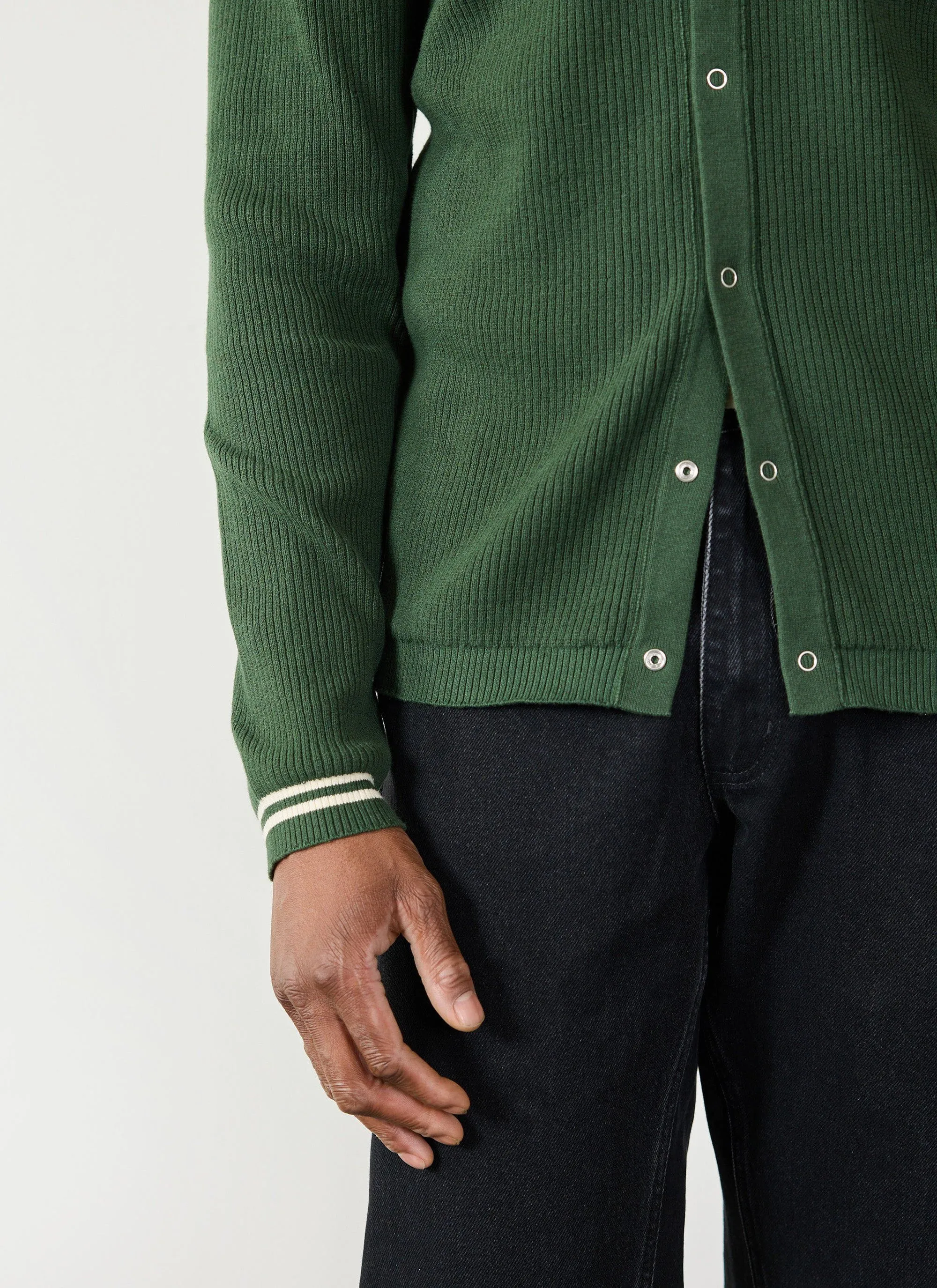 Pablo Cotton Knitted Shirt | Long Sleeve | Forest