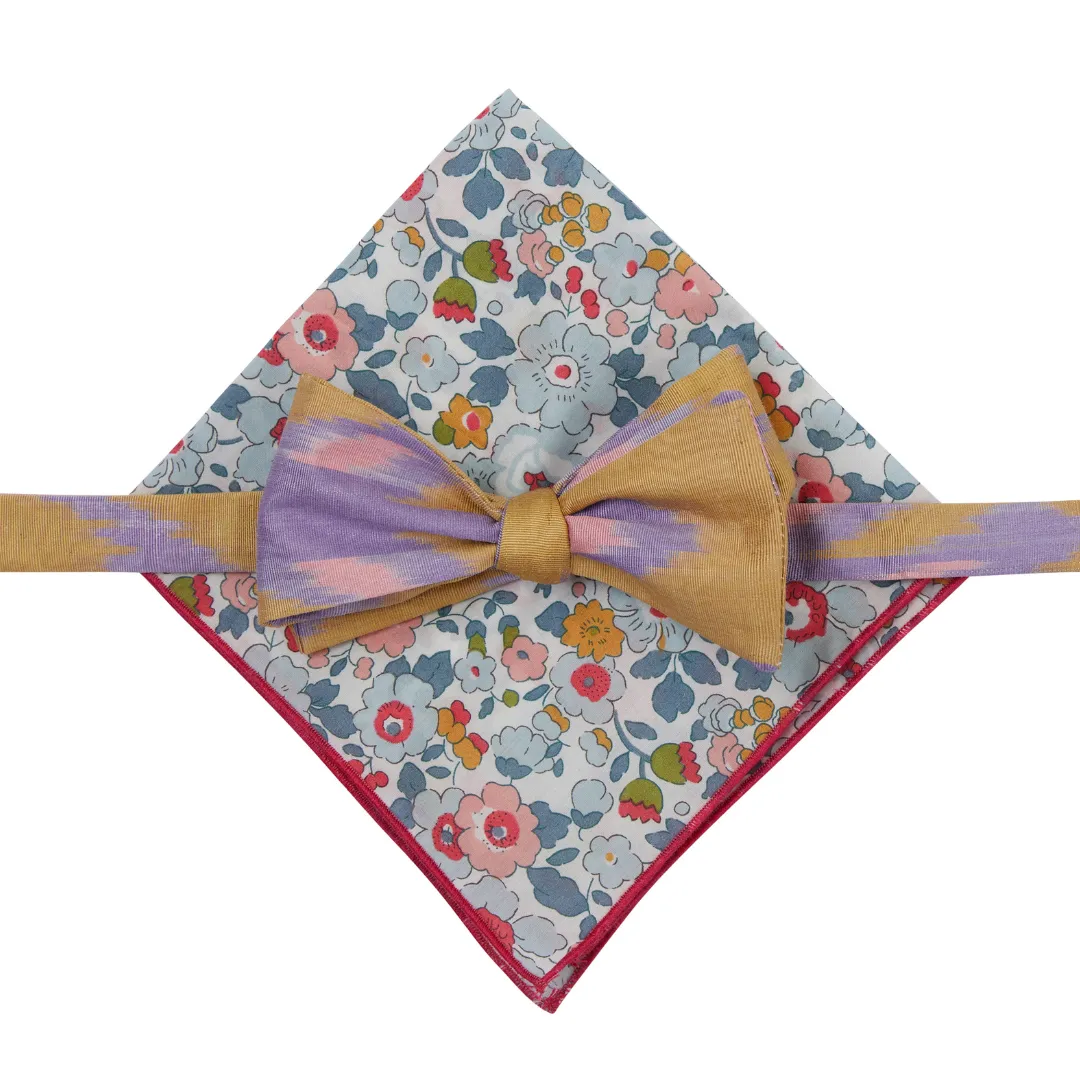 Ponte Vedra Silk Ikat Bow Tie - Goldenrod, Blush, Lavender