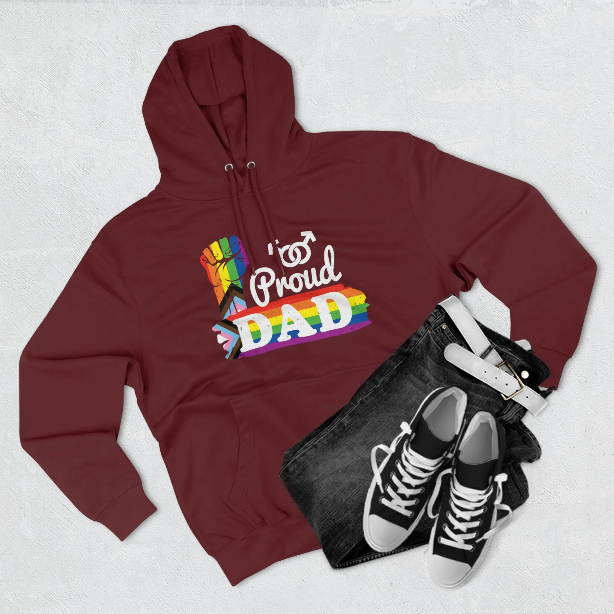 Progress Pride Flag Unisex Premium Pullover Hoodie - Proud Dad