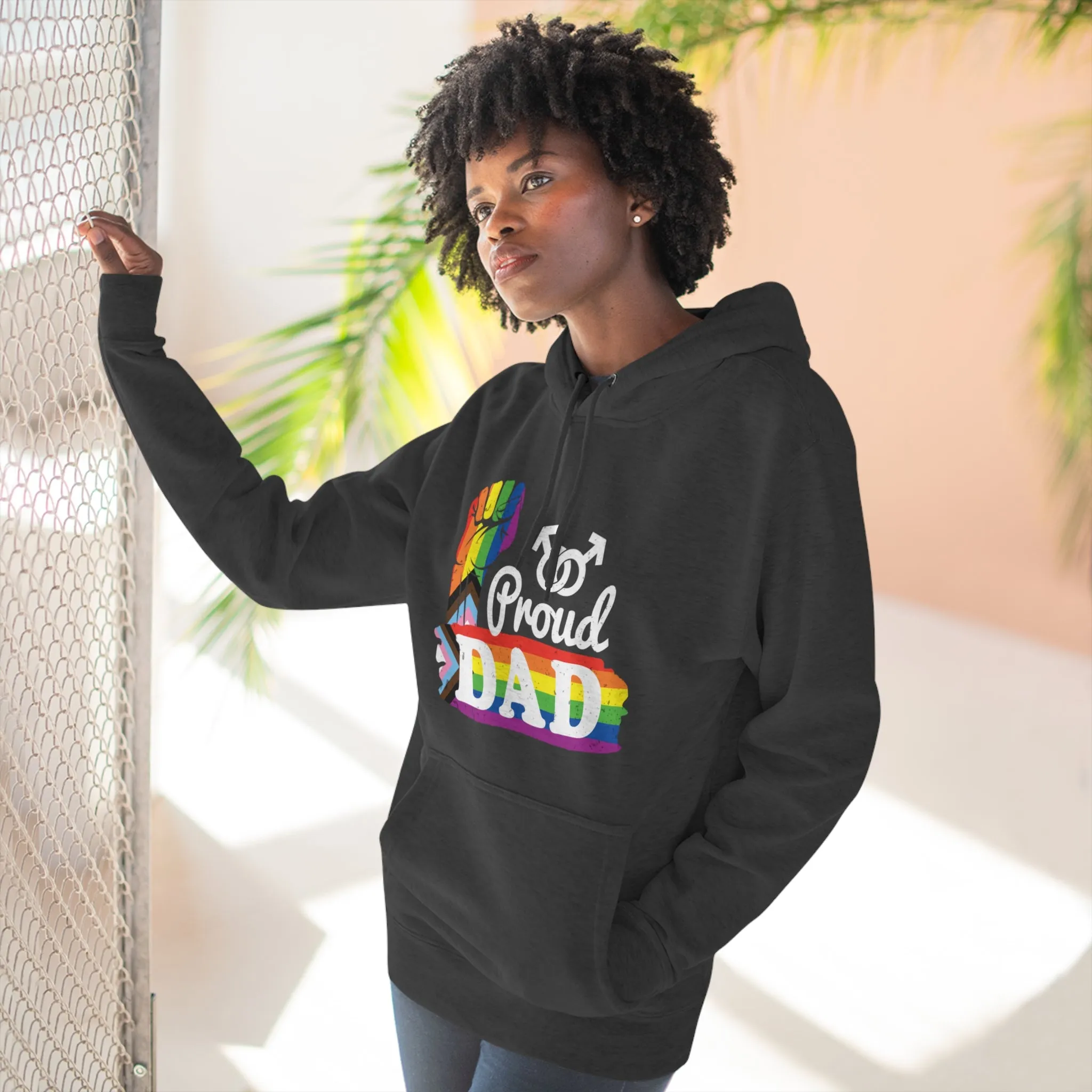 Progress Pride Flag Unisex Premium Pullover Hoodie - Proud Dad