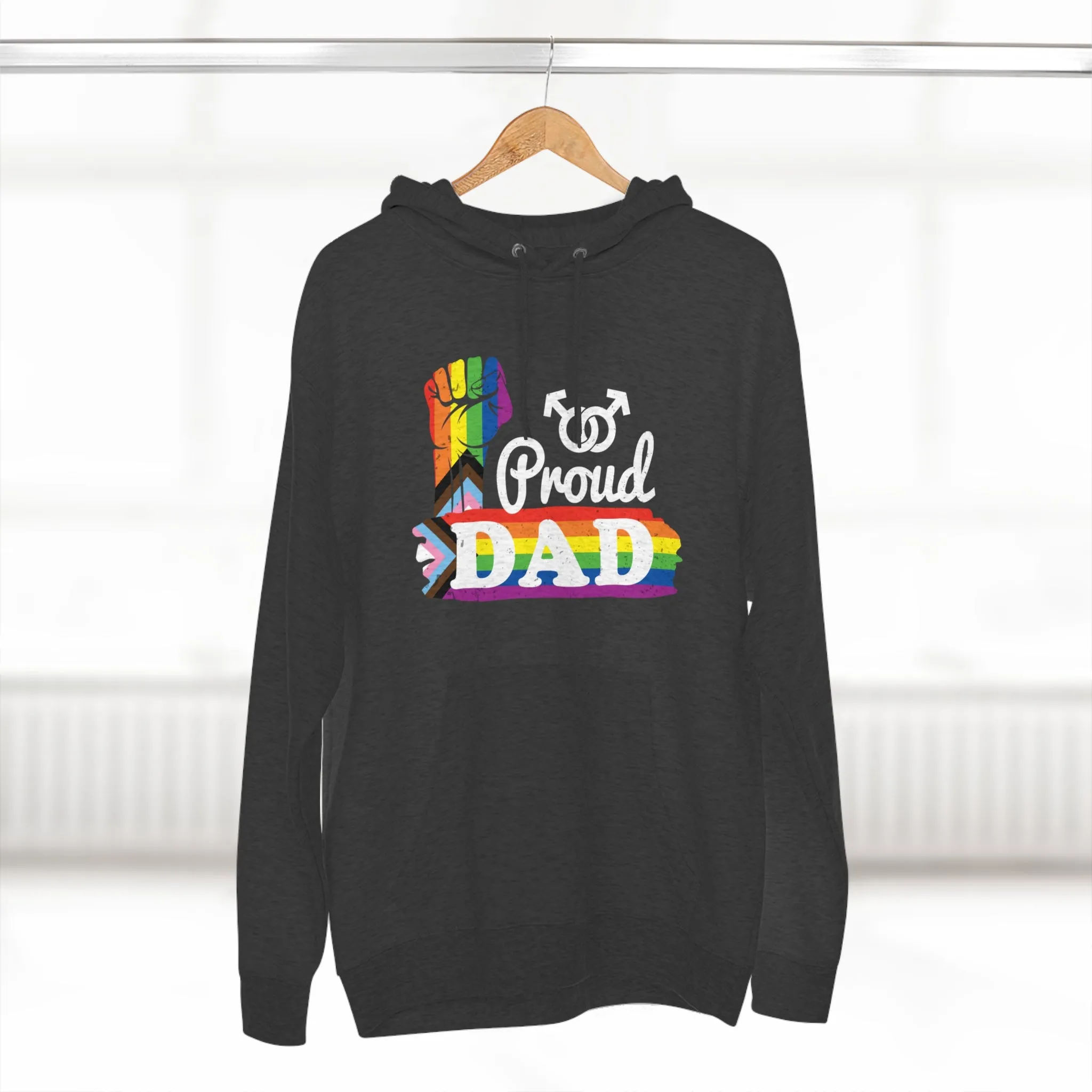 Progress Pride Flag Unisex Premium Pullover Hoodie - Proud Dad