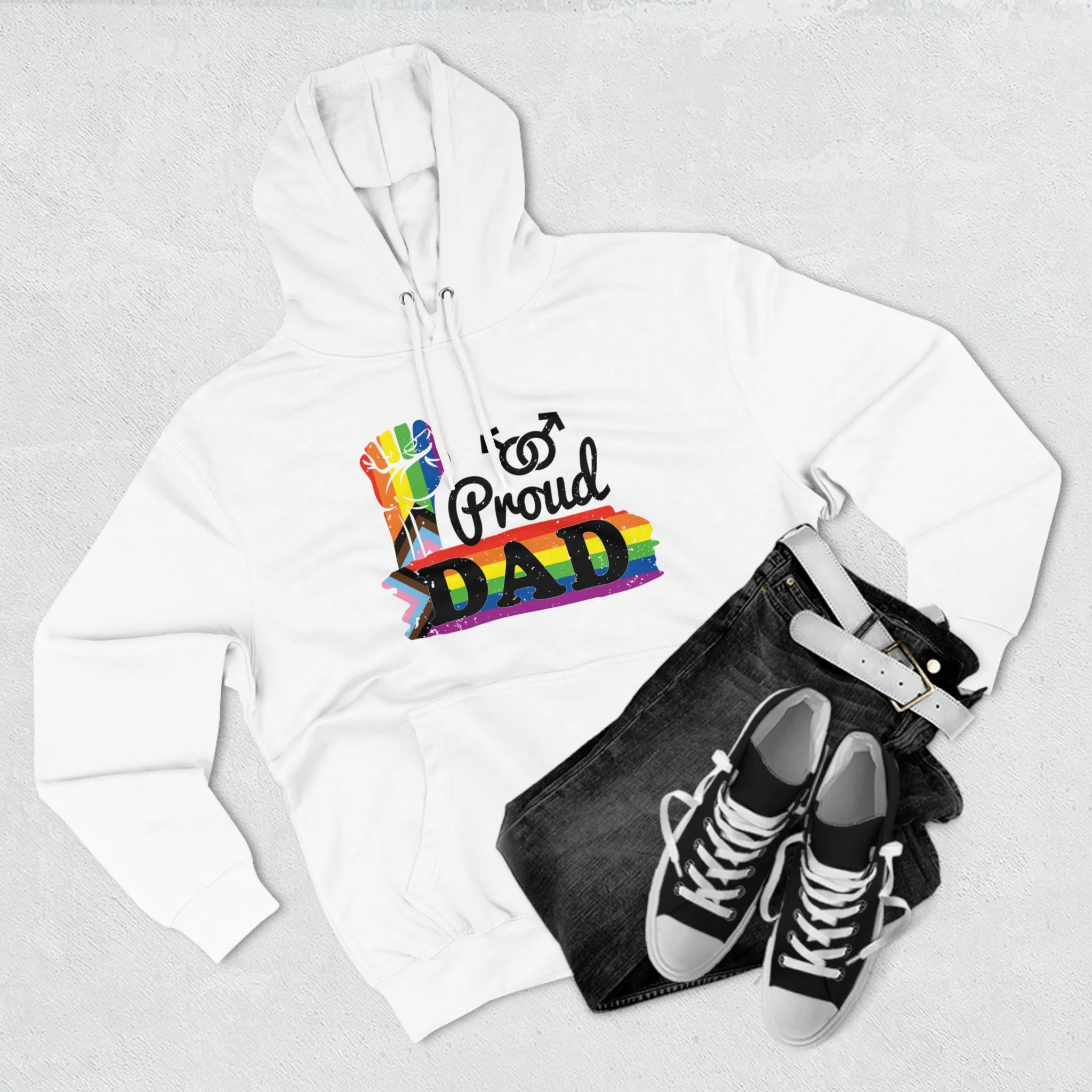 Progress Pride Flag Unisex Premium Pullover Hoodie - Proud Dad