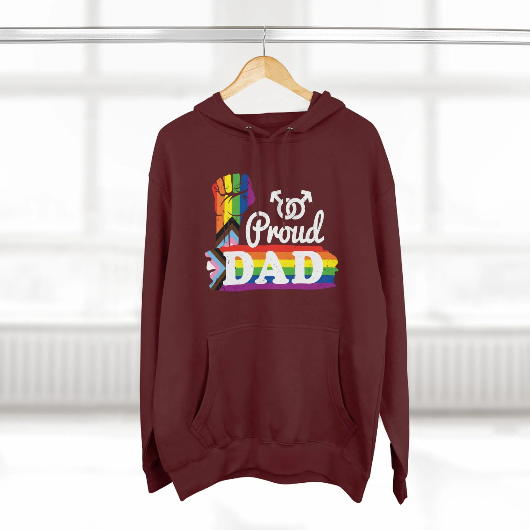 Progress Pride Flag Unisex Premium Pullover Hoodie - Proud Dad