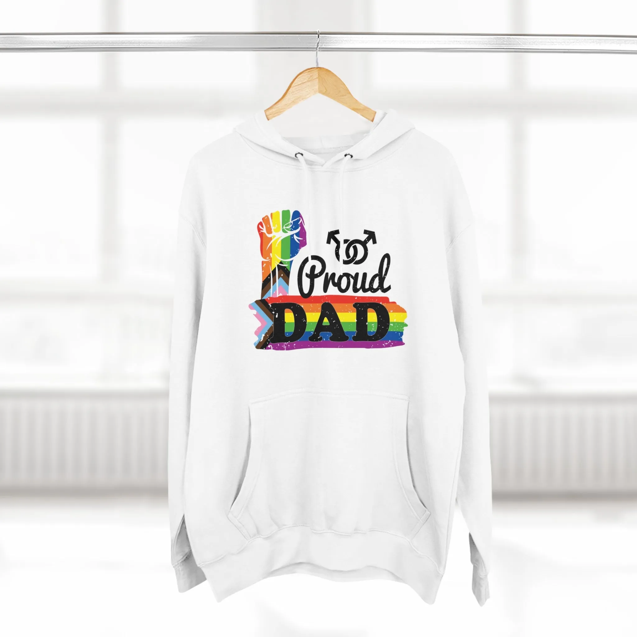 Progress Pride Flag Unisex Premium Pullover Hoodie - Proud Dad