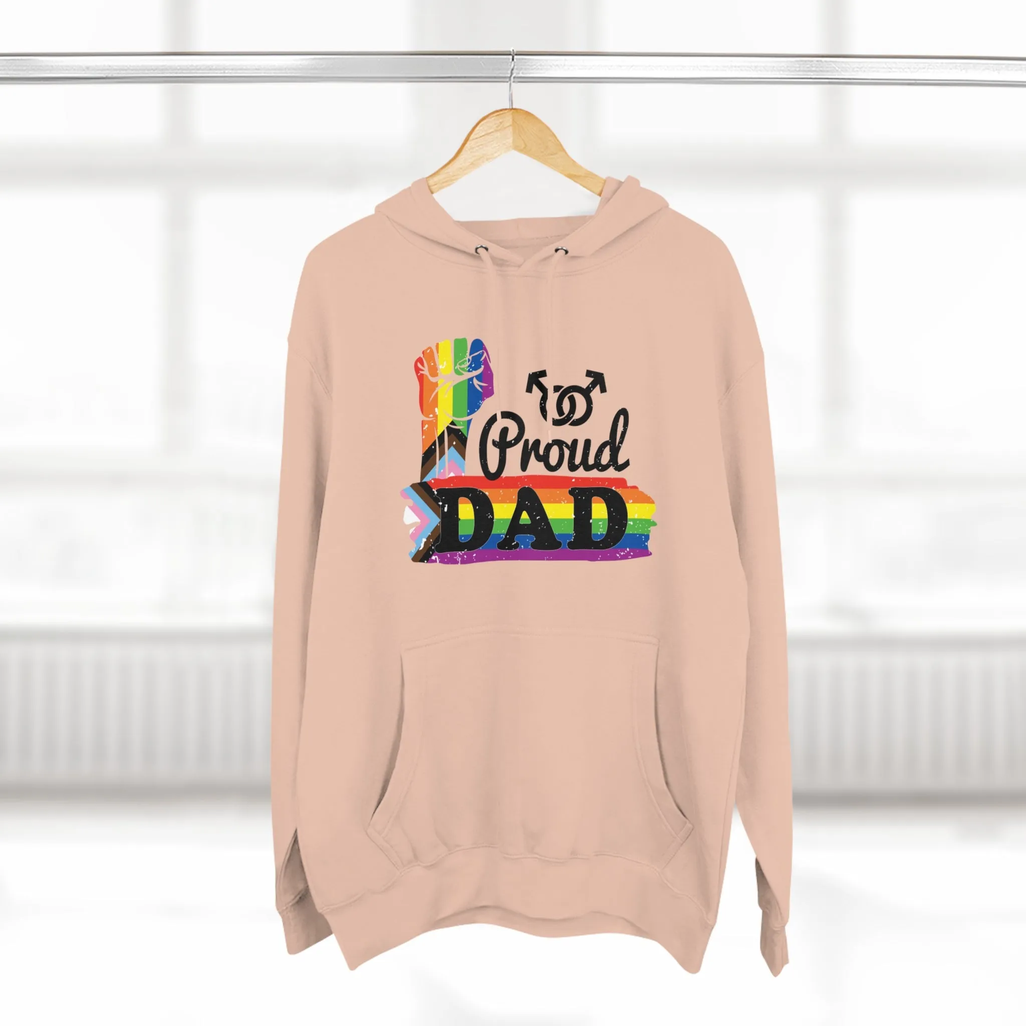 Progress Pride Flag Unisex Premium Pullover Hoodie - Proud Dad