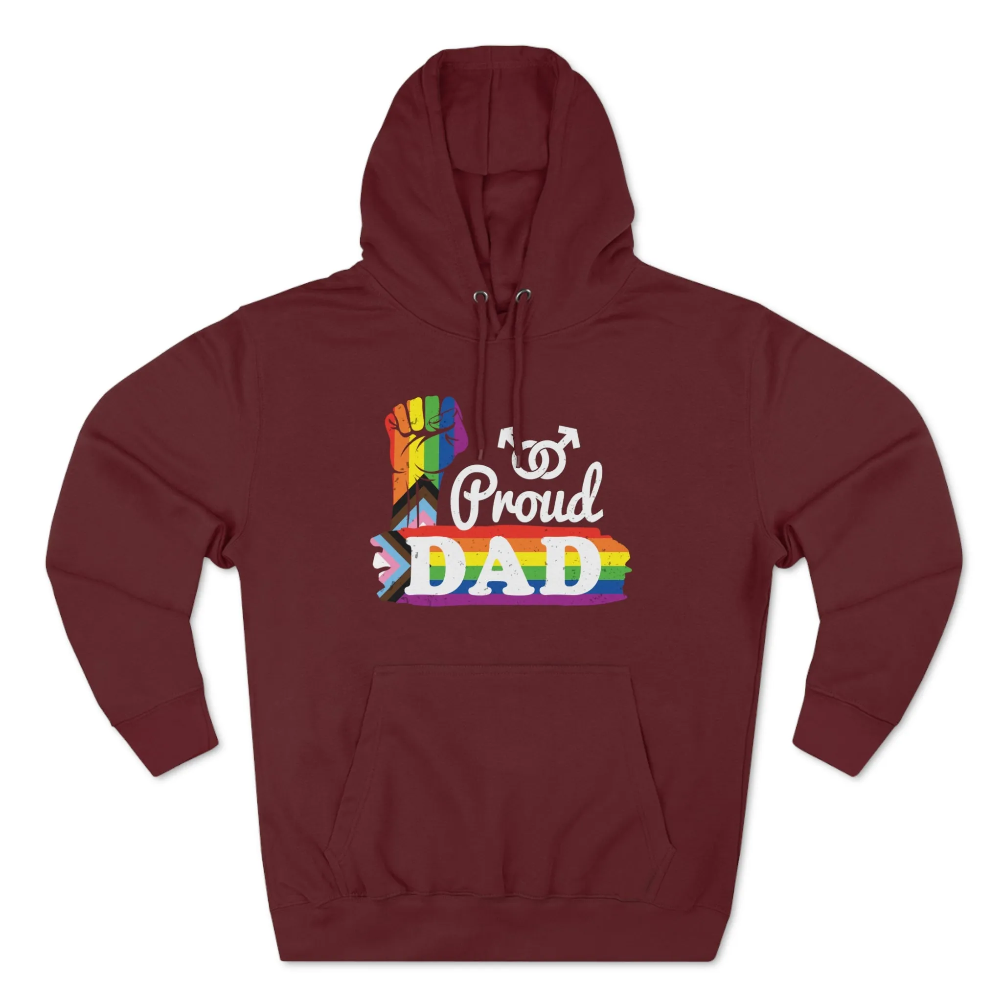 Progress Pride Flag Unisex Premium Pullover Hoodie - Proud Dad