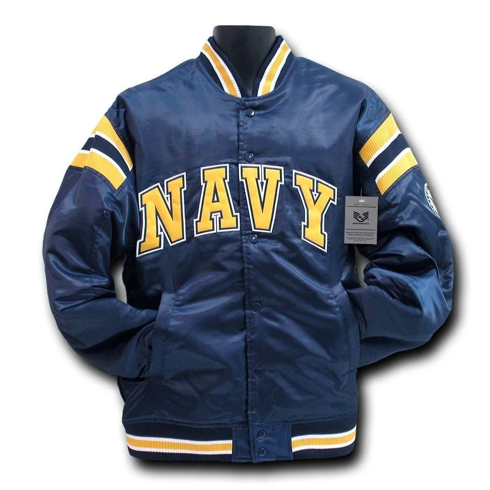 Rapid Dominance Satin Military Coach`S Jacket Hoodie Navy Air Force Army Marines