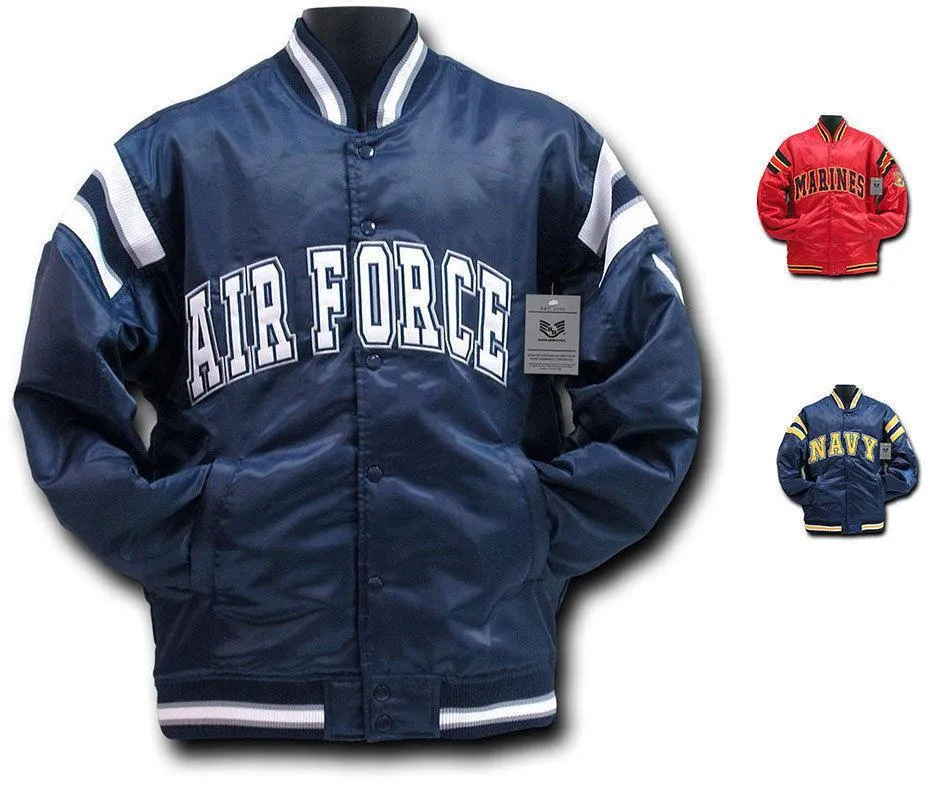 Rapid Dominance Satin Military Coach`S Jacket Hoodie Navy Air Force Army Marines