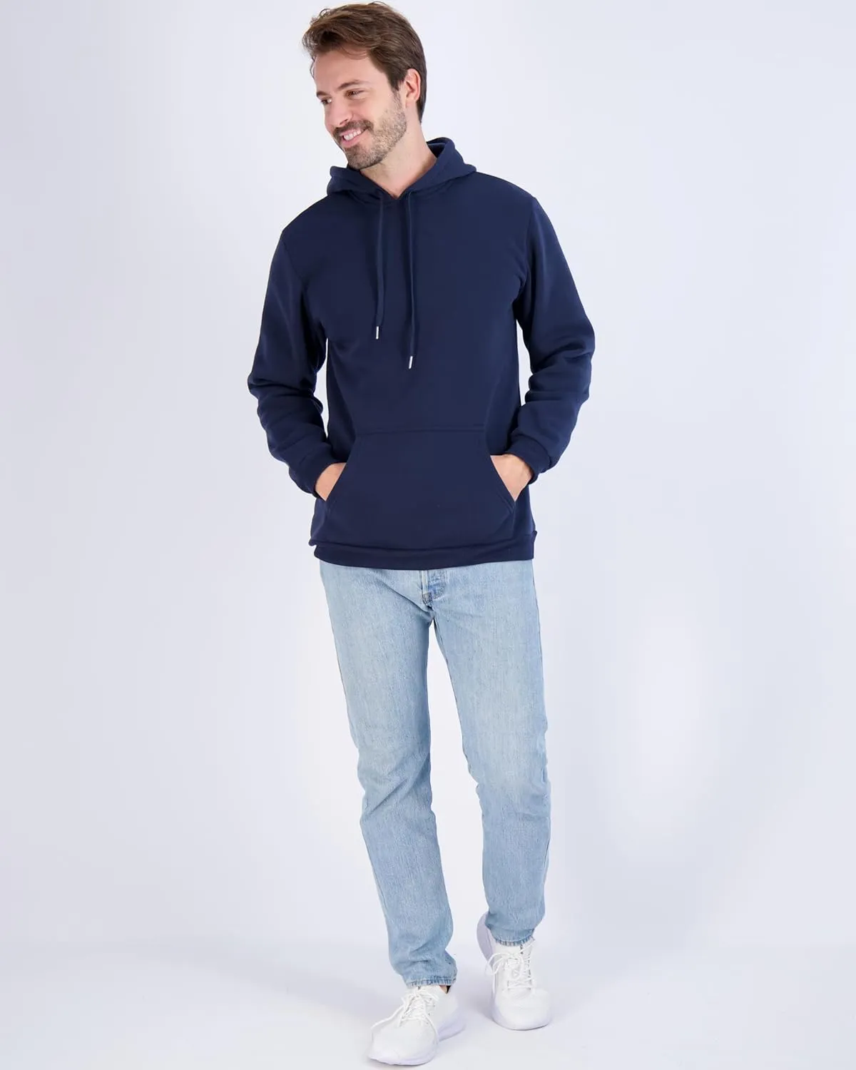 Real Essentials 3 Pack: Men's Fleece Pullover Hoodie - Long Sleeve Hooded Sweatshirt Pockets (Available in Big & Tall)