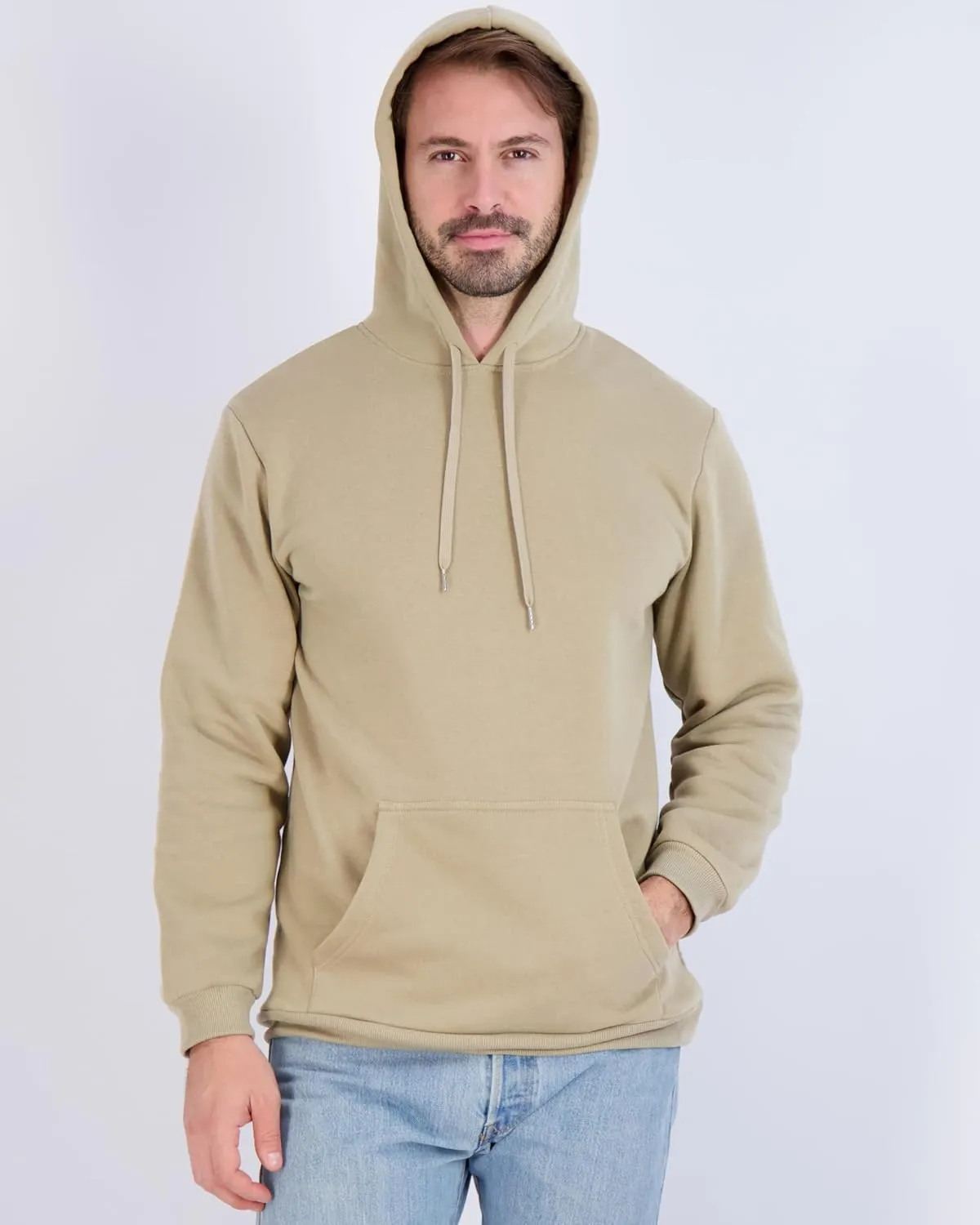 Real Essentials 3 Pack: Men's Fleece Pullover Hoodie - Long Sleeve Hooded Sweatshirt Pockets (Available in Big & Tall)
