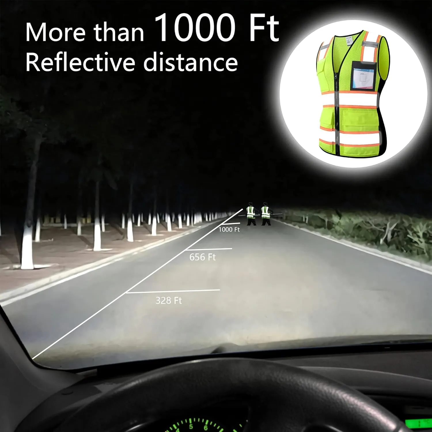 Reflective High Visibility Safety Vest for Men Women with Pockets Zipper Front Meets ANSI/ISEA Standards