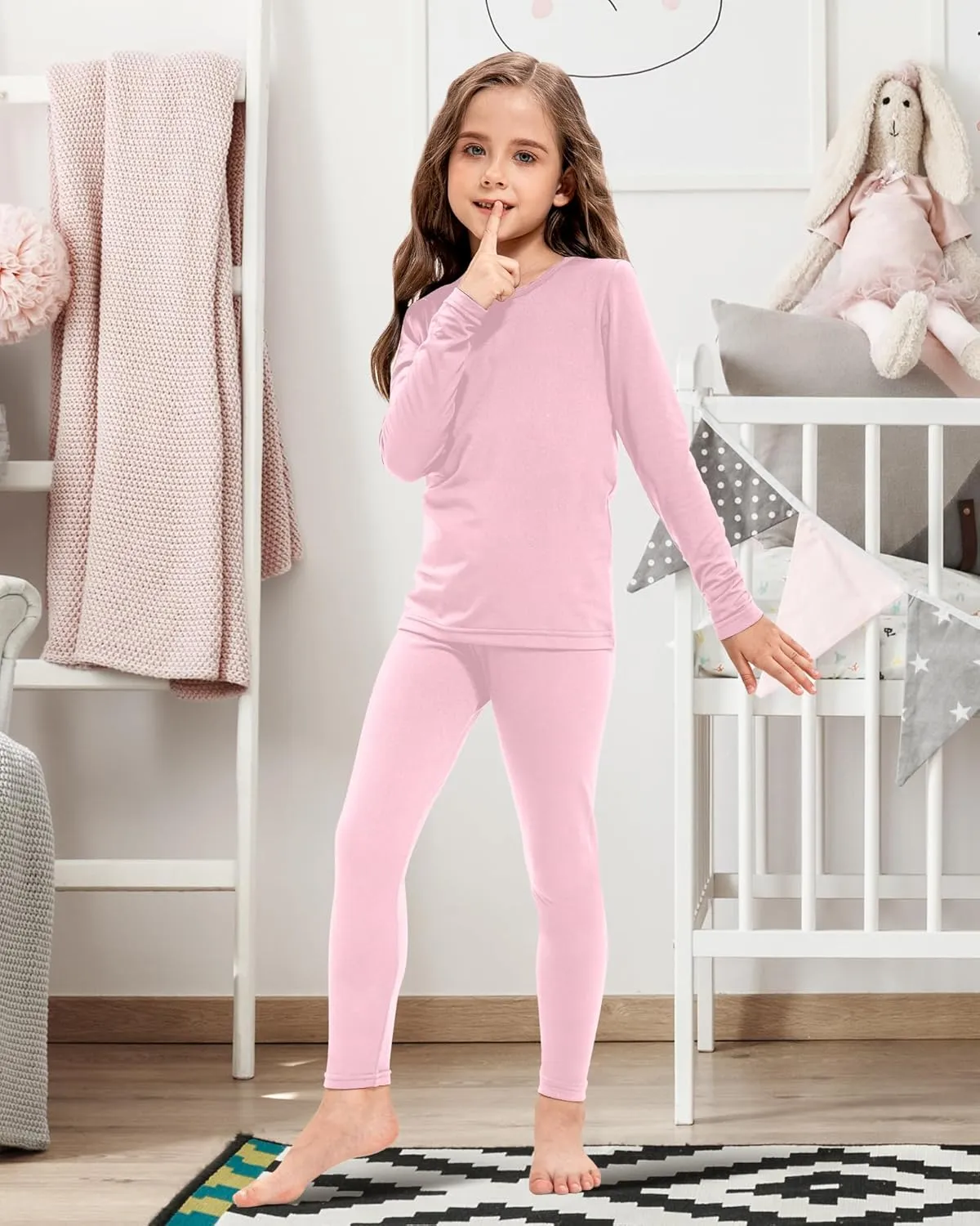 Silkfly 2 Pack Girls Thermal Underwear Set Fleece Lined Thermals Top and Bottom Base Layer for Girls Winter