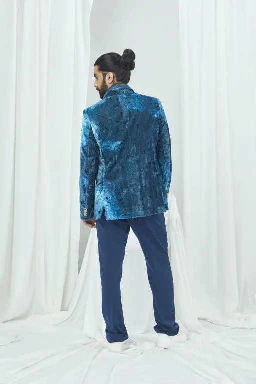 Velvet Printed Double Brested Blazer