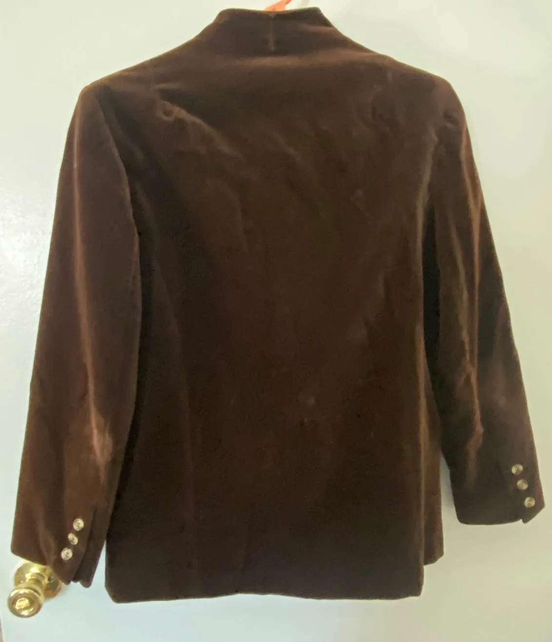 Vintage Carlisle Couture Dark Brown Velvet Blazer Jacket Sz 16 Single Button