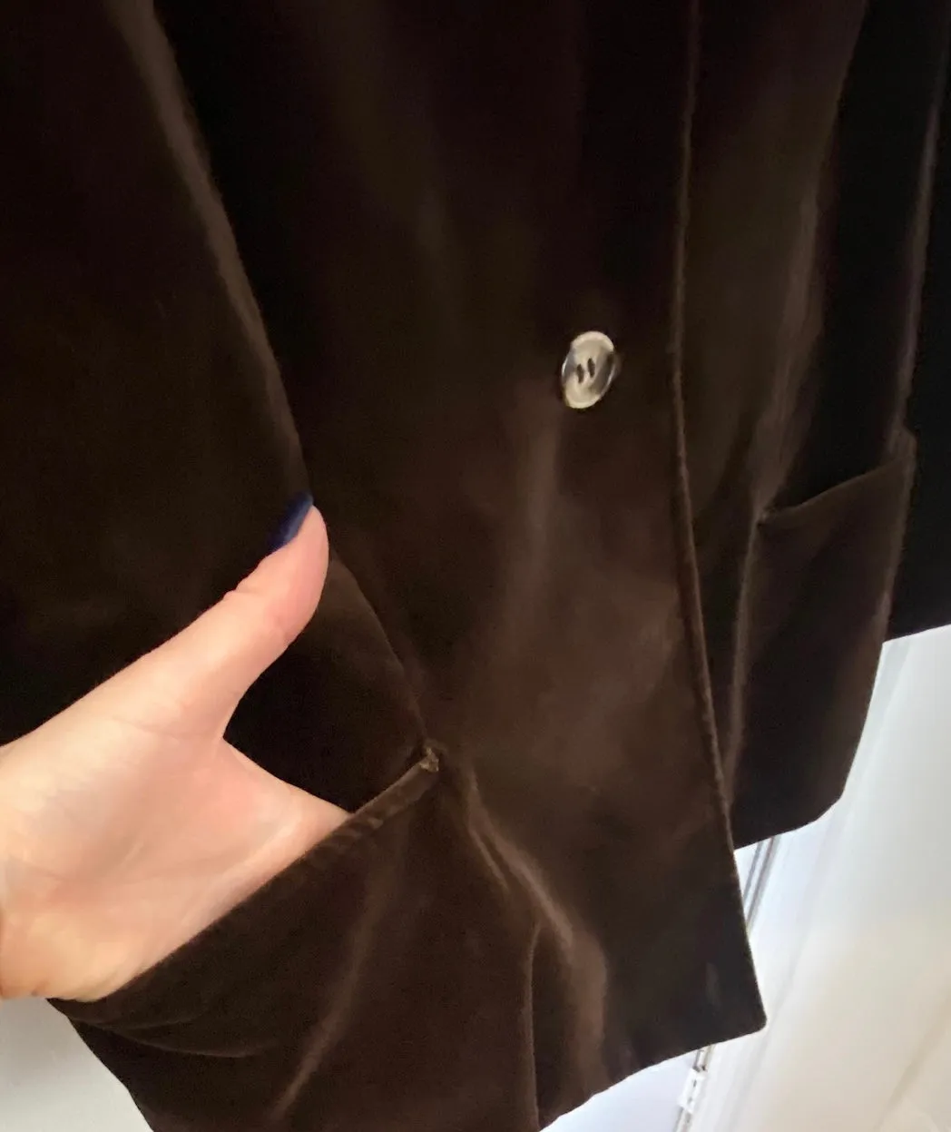 Vintage Carlisle Couture Dark Brown Velvet Blazer Jacket Sz 16 Single Button