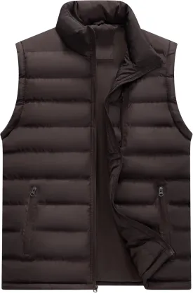 VtuAOL Men's Puffer Vest Outdoor Hooded Padded Vest Softshell Outerwear Vest for Travel Hiking