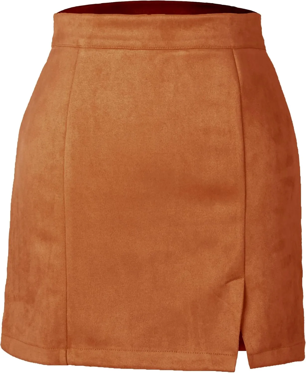 Women's High Waist Faux Suede Side Split Bodycon Short Mini Skirt