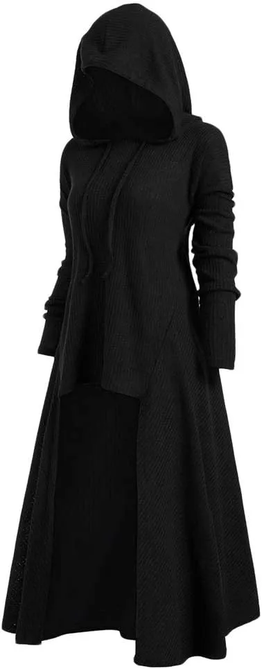 Women's Hooded High Low Drop Shoulder Longline Sweater