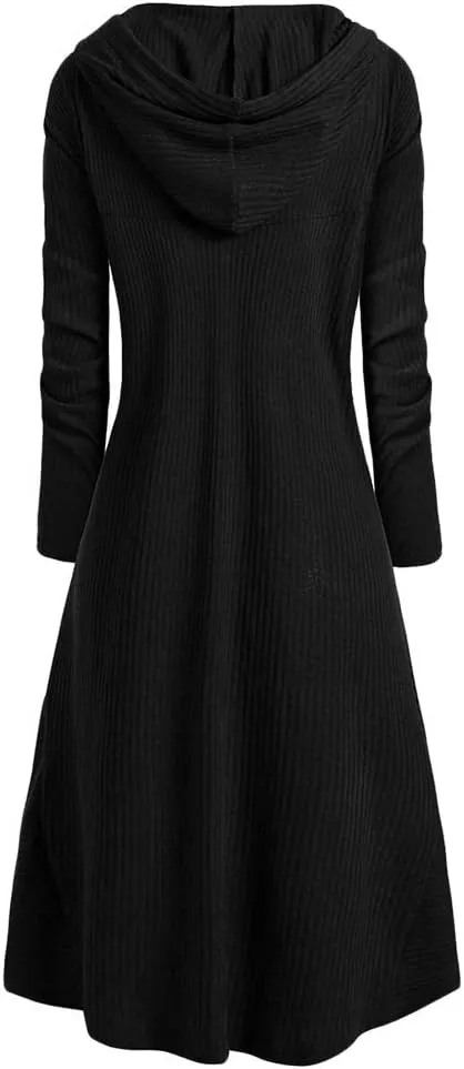 Women's Hooded High Low Drop Shoulder Longline Sweater