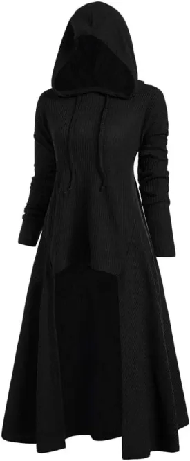 Women's Hooded High Low Drop Shoulder Longline Sweater