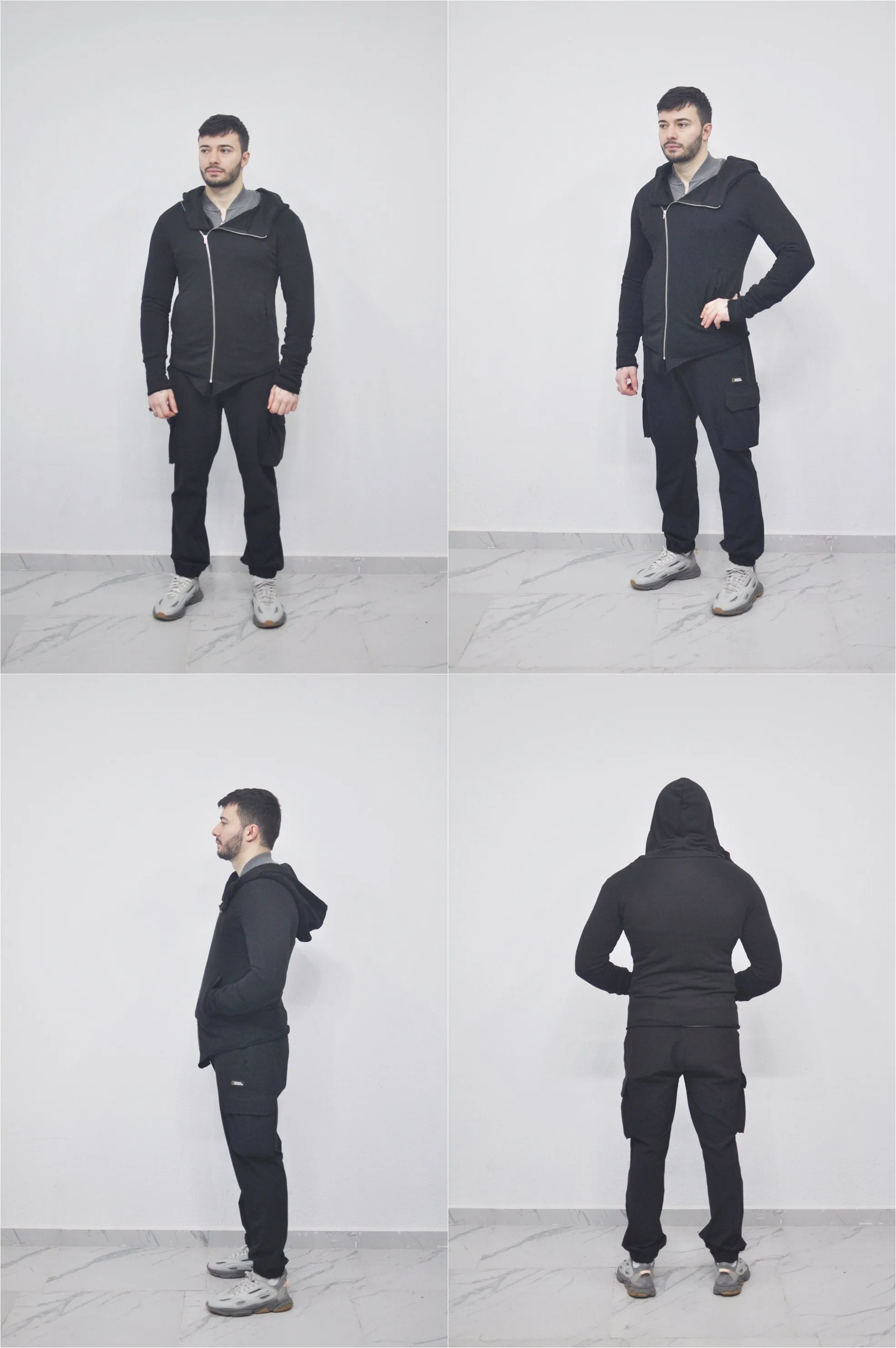 XS - 8XL Men's Asymmetric Zip up Hooded Terry Cotton Cyberpunk Hoodie / Jacket Top T-Shirt Hoodie / Fleece Hoodie / Gothic Hoodie- BB080
