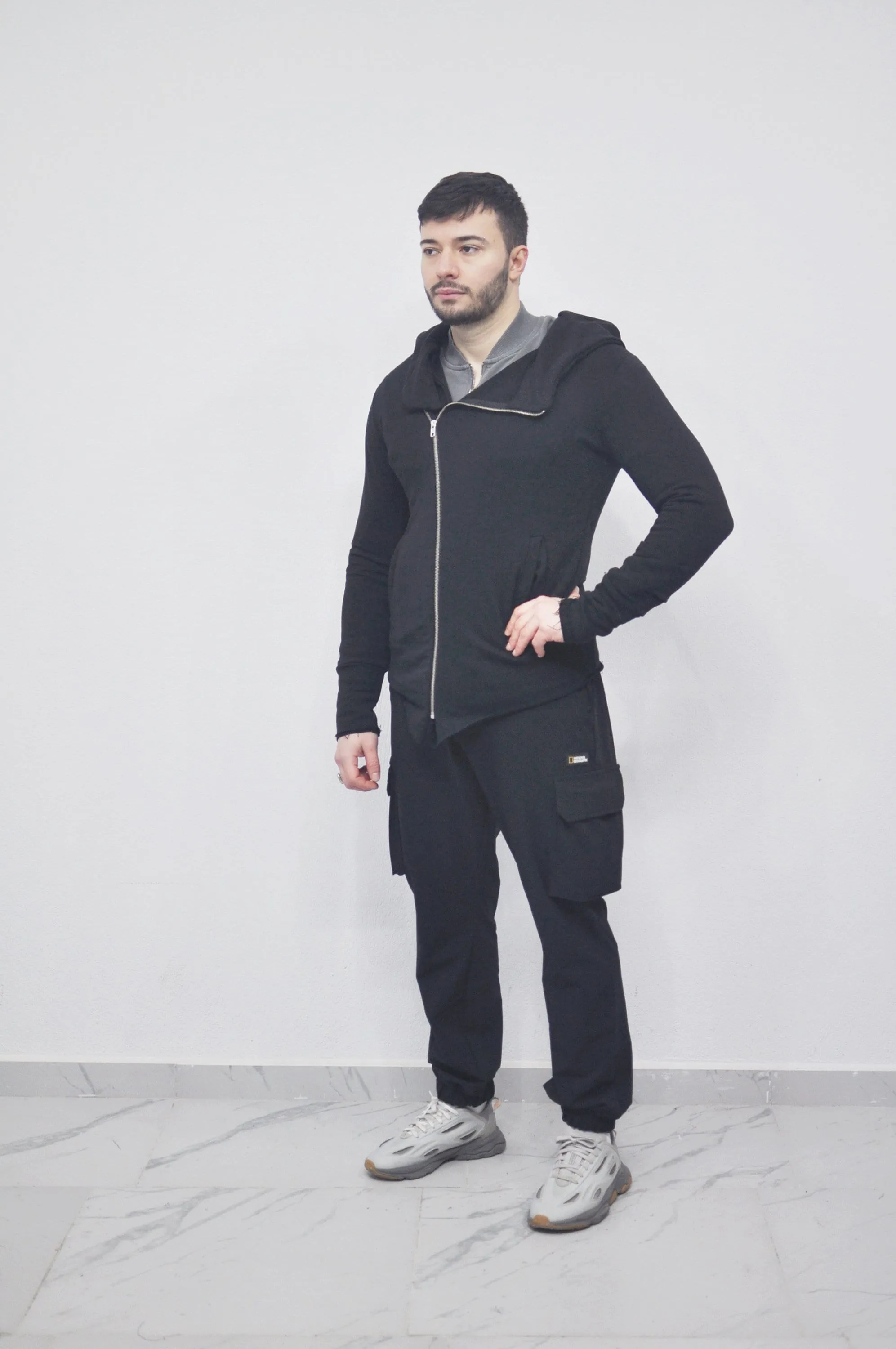 XS - 8XL Men's Asymmetric Zip up Hooded Terry Cotton Cyberpunk Hoodie / Jacket Top T-Shirt Hoodie / Fleece Hoodie / Gothic Hoodie- BB080