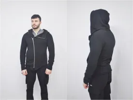 XS - 8XL Men's Asymmetric Zip up Hooded Terry Cotton Cyberpunk Hoodie / Jacket Top T-Shirt Hoodie / Fleece Hoodie / Gothic Hoodie- BB080
